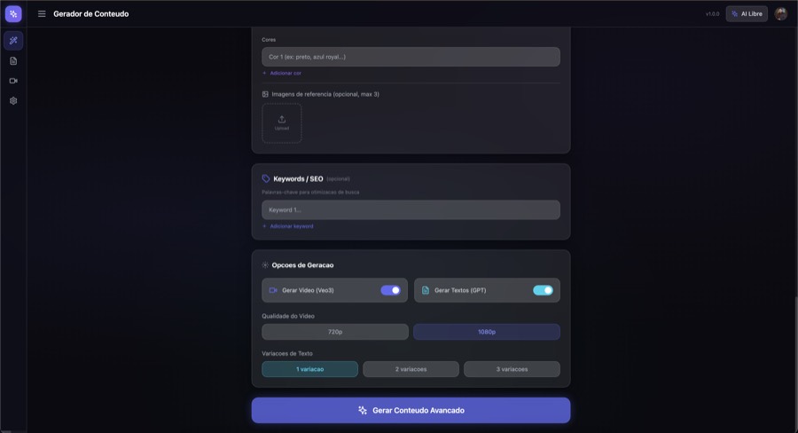 AI Libre — Gerador de conteúdo para marketing digital com IA