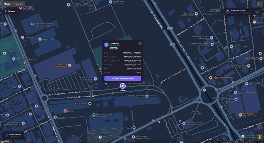 Where — Sistema de rastreamento GPS via Bluetooth